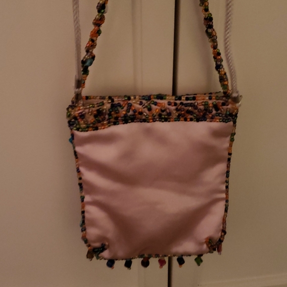 La Viola pink satin candy beaded clutch bag - Picture 6 of 14